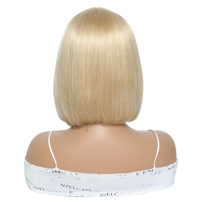 Perruque brésilienne Lisse, blonde Coupe carrée avec frange