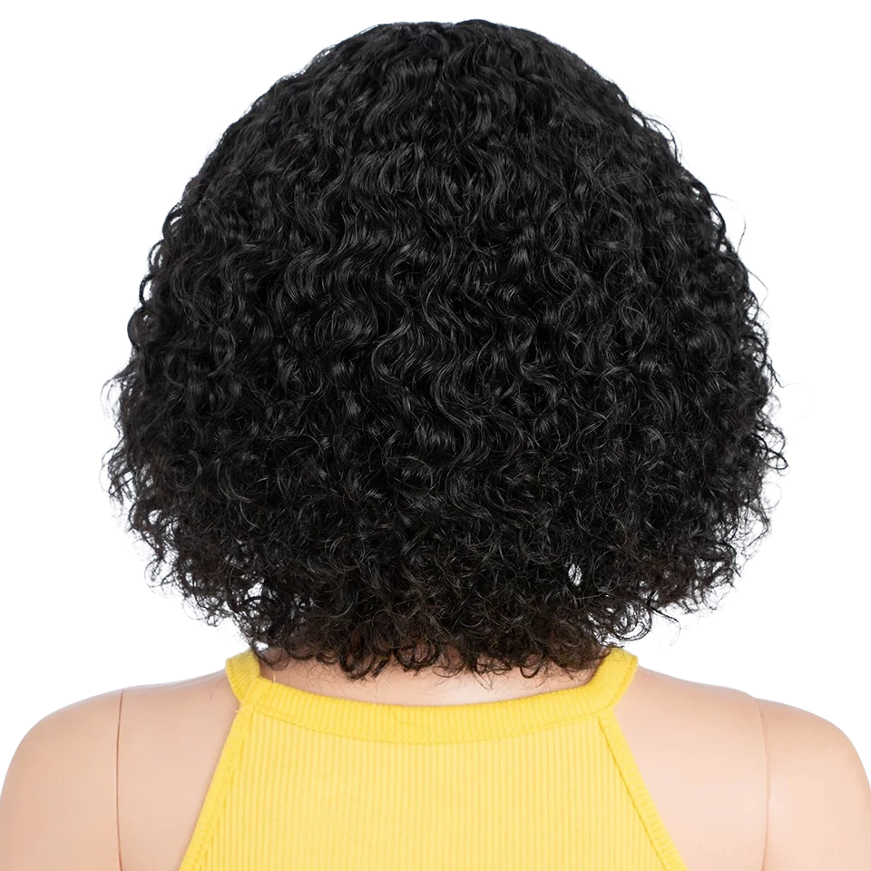 Perruque brésilienne Curly Perruque de cheveux humains Coupe carrée avec frange